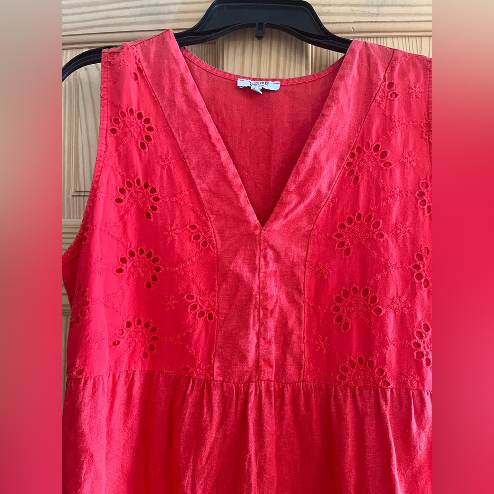 Rosemarine Red Linen Embroidered Women’s Dress Size‎ L - Picture 5 of 16